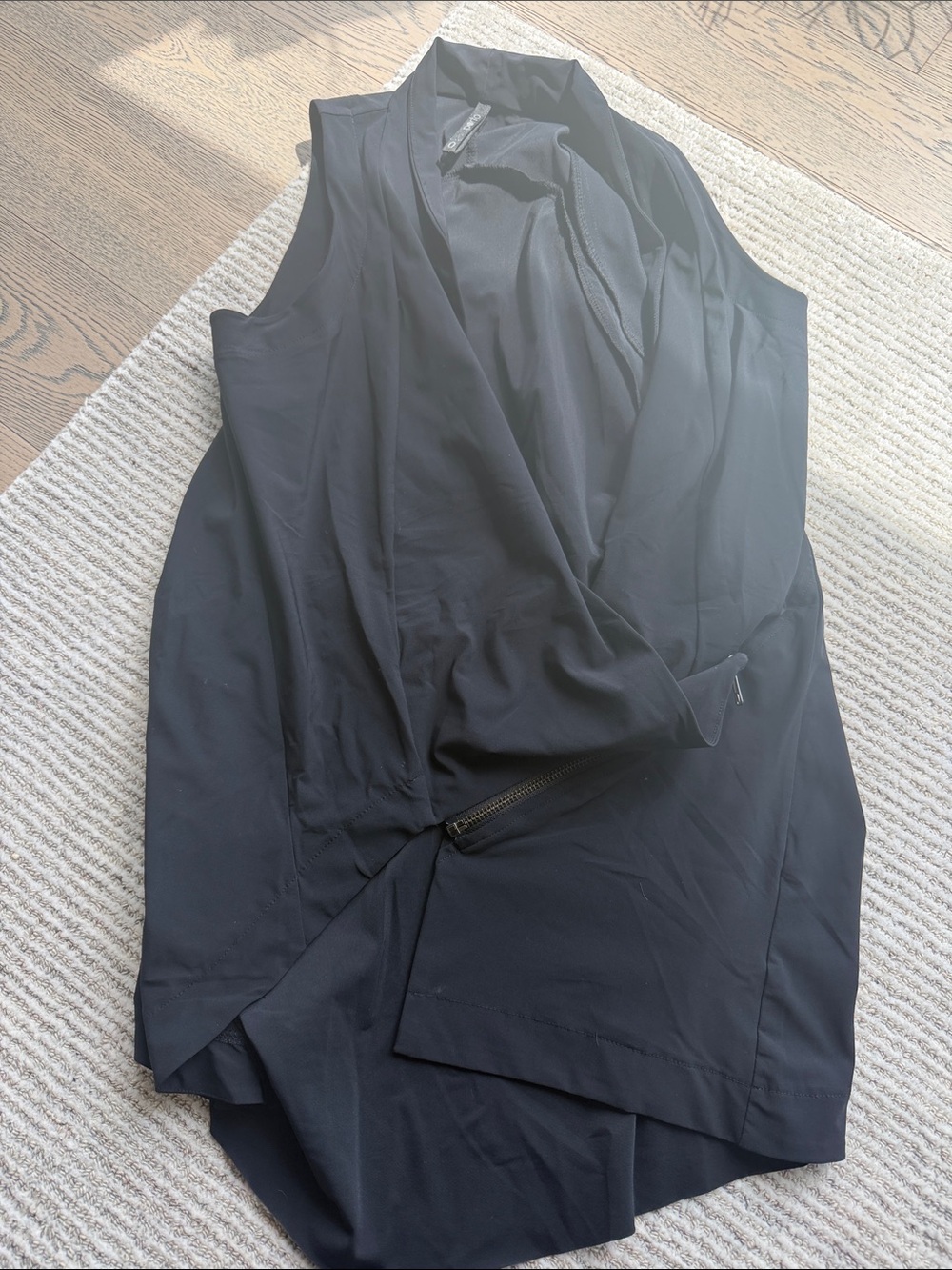 Sleeveless Draped Black Women's Top